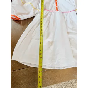 Staud Mini‎ Demi Dress Womens White Multicolor Neon Piping Balloon Sleeve XS thumbnail 8
