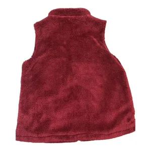 Umgee Plush Fleece Excursion Vest Women's Medium Crimson Maple Red‎ Deep Pile thumbnail 2