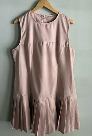 SHEIN Curve Pink Pleated Drop Waist Mini Dress Plus Size 1XL Sleeveless thumbnail 1