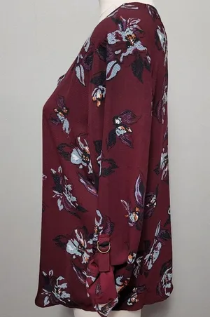 Maurices maroon floral vneck strappy back blouse size medium thumbnail 5