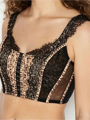Victoria’s Secret Dream Angels Unlined Coset Bustier Bra Sz L Leopard Dark Goth thumbnail 1
