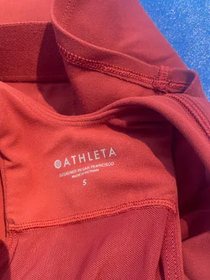 Athleta Rust Red High Neck Lattice Strappy Back Crop Tank Top 531222-00 Small thumbnail 5