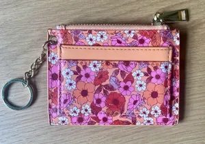 No Boundaries keychain zipper cardholder floral pink orange thumbnail 2