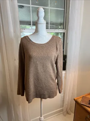Market & Spruce Heathered Brown Scoop Neck Sweater size small. thumbnail 5