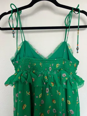 Floral summer dress short Green thumbnail 6