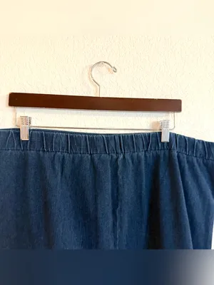 Isaac Mizrahi Live Womens Skort Blue Denim Pull On Hidden Shorts Size XL thumbnail 4