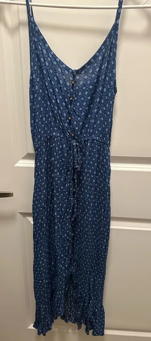 Blue Patterned Flowy Dress thumbnail 1
