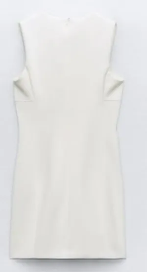 Zara Nwt White Squared Neck Mini Dress Size Xxl thumbnail 6