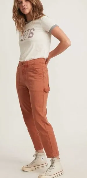 Marine Layer Womens Maya Slim Straight Leg Utility Pant Chino Amber Brown Size 4 thumbnail 1