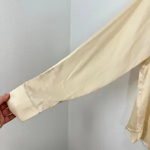 ASTR THE LABEL Cream Silk Satin Button Down Shirt Blouse Shoulder Pad Top XS NWT thumbnail 7