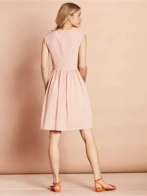 Brooks Brothers Striped Cotton Seersucker Dress 4 Ruffle Front thumbnail 3