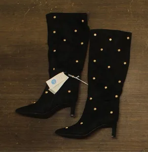 A New Day Studded Faux Suede Mid-Calf Boots 94568942 Jet Black / Gold 7.5M thumbnail 1