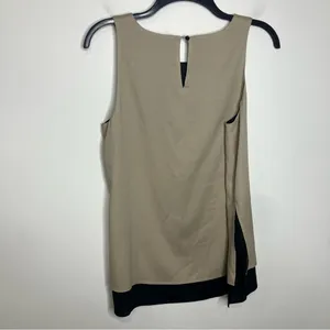 Ann Taylor layered split hem sleeveless top‎ tan black size medium thumbnail 6