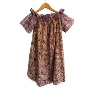 Free People Paisley Mini Dress Small Bow Sleeve Off Shoulder Cotton Pockets Boho thumbnail 2