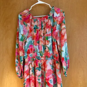 Soft Surroundings Evalina Maxi Dress Tropical Floral Boho‎ V Neck Smocked Waist thumbnail 6