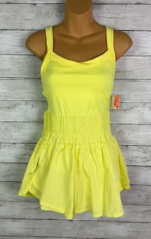 Free People FP Movement Way Home Skort Romper Lemon Verbana Size Small thumbnail 1