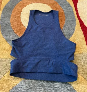 Outdoor Voices Blue Slashback Crop Top High Neck Cutout Tank Top Size Medium thumbnail 1
