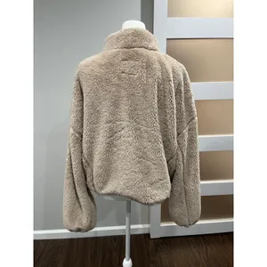 Aeropostale Fuzzy Fleece Half Zip Pullover Jacket Tan Size‎ M thumbnail 2