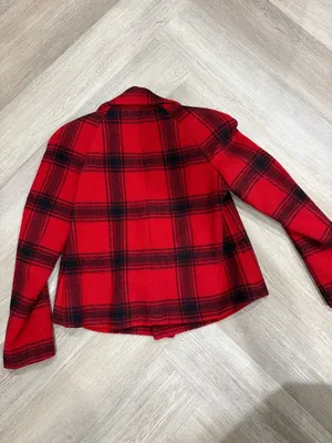 Talbots Red Black Plaid Wool Double Breasted Peacoat Size 2 thumbnail 7