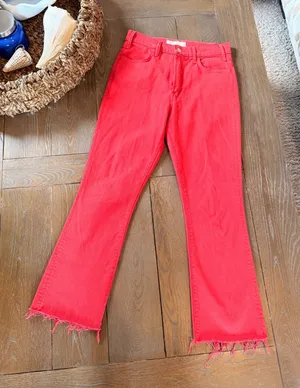 Mother Superior The Hustler Ankle Fray Jeans Womens Mars Red Size 28 1117-544 thumbnail 1