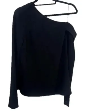TIBI Asymmetrical Top Black Pullover One Shoulder‎ Long Sleeve Button Women’s 6 thumbnail 1