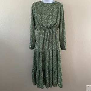 Hayden Green Cottagecore Dress‎ Small Fairycore Feminine Tiered Casual Summer Boho Chic thumbnail 2