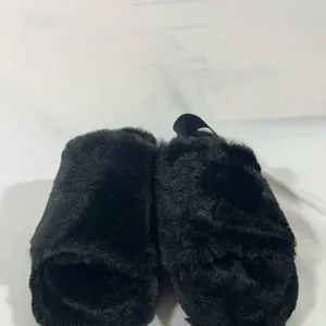 Iman‎ Global Chic Faux Fur Slingback Slipper Women 8 Black New thumbnail 3