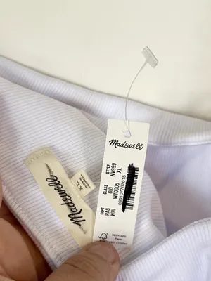 NWT Madewell White Squareneck Tank Top - Size: Extra Large *FLAW* thumbnail 3