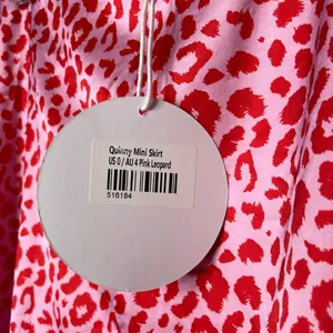 NEW Princess Polly Quinny Mini Skirt Pink Red Cheetah Mini Skirt US 0 thumbnail 2