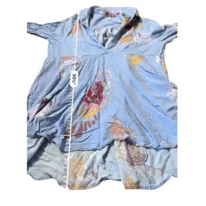 Free People Field of Butterflies‎ Tunic Top Women's Small Blue Floral Boho thumbnail 9