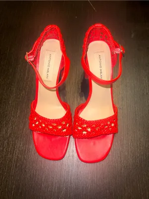Antonio Melani Sandals Women Leather Coral Size 6.5 Block Heel Ankle Strap thumbnail 3