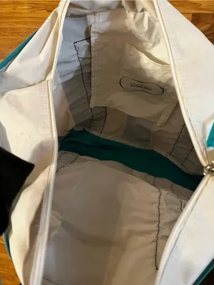 Black & White Stripe Tote with Teal Accent - Women's Bag thumbnail 5