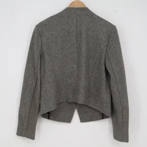 LOFT Jacket Womens 12 Full Zip Collarless Moto Grey Textured Cotton Blend thumbnail 4