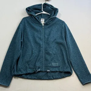 PINK Victoria's Secret Teal Zip-Up Sweater thumbnail 1