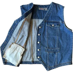 Vintage Bill Bass jean blue denim vest 1X thumbnail 2
