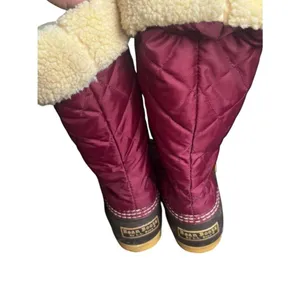 L.L. Bean Duck Boots Red Quilted Lace Up Sherpa Waterproof Winter Mid Calf 9 thumbnail 4