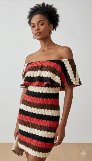 Judith March Y2K strapless multicolored crochet Mini dress size small. thumbnail 1