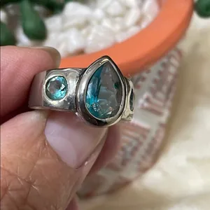 💍💍💍2/40💍💍💍Silver Ring with Blue Gemstones thumbnail 4