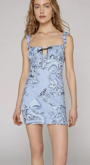Kimchi Blue Bianca S Blue Floral Mesh Mini Dress Corset Cottagecore Coquette Y2K thumbnail 1