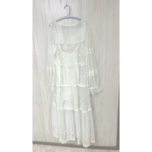 Free People Cream Stevie Embroidered Mesh & Lace Maxi Dress Celestial Fairy New thumbnail 12