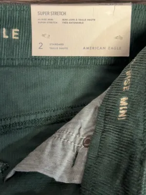 American Eagle Hi-Rise Corduroy Mini Skirt Green Super Stretch Size 2 NWT thumbnail 7