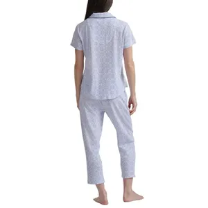 NWT Karen Neuburger Women's Notch Collar 2-piece PJ Set Blue M thumbnail 5