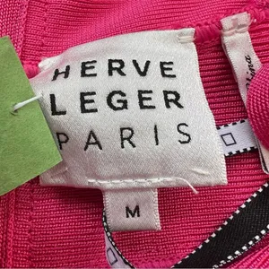 HERVE LEGER Paris Pink Bandage Mini Dress Sweetheart Neckline Hot Pink Bodycon M thumbnail 9
