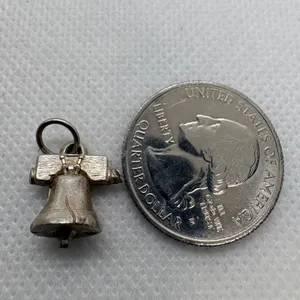 Vintage Liberty Bell Charm Silver Tone Patriotic Philadelphia Pendant Charm thumbnail 5