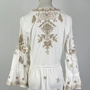 NWOT JOHNNY WAS Floral Embroidered Cotton V-Neck Knee-length Dress Size S thumbnail 8