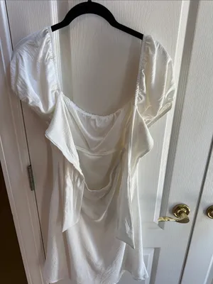 Altar'd State White Puff-Sleeve Square-Neck Dress thumbnail 3