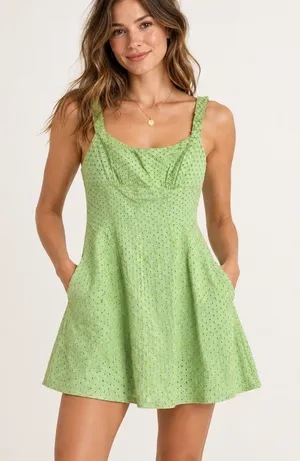 FREE PEOPLE Eyelet Fit & Flare Mini Dress thumbnail 1