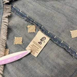 Free People Embroidered Chambray Denim Mini Dress | Size XS | Aztec Racerback thumbnail 8