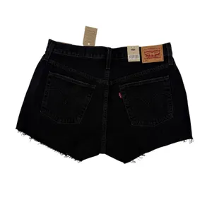 Levi's 501 Original Shorts Women 32 Black‎ Distressed High Rise Denim Cutoffs thumbnail 4