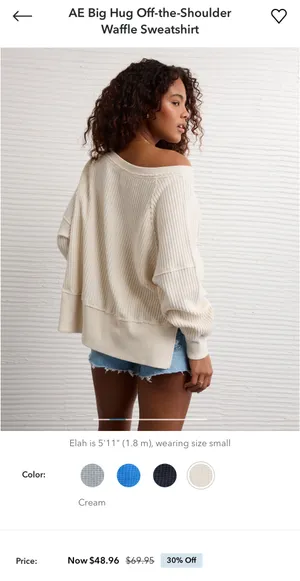 American Eagle Cream Waffle Knit Sweater thumbnail 2